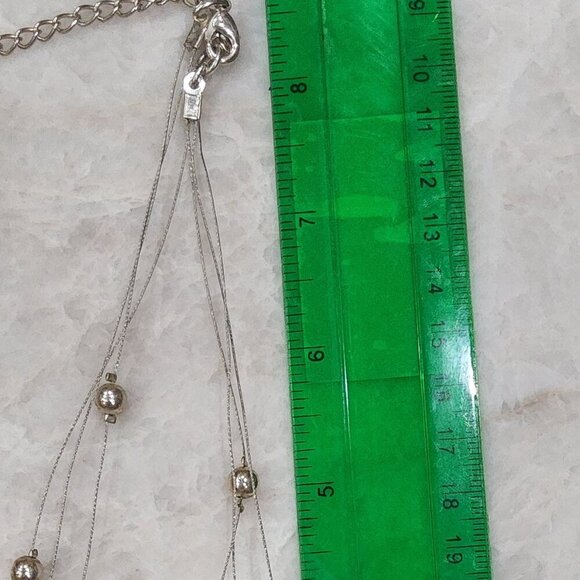 Three Strand Cable Necklace w/Silver Beads and Metal Discs - Picture 3 of 3